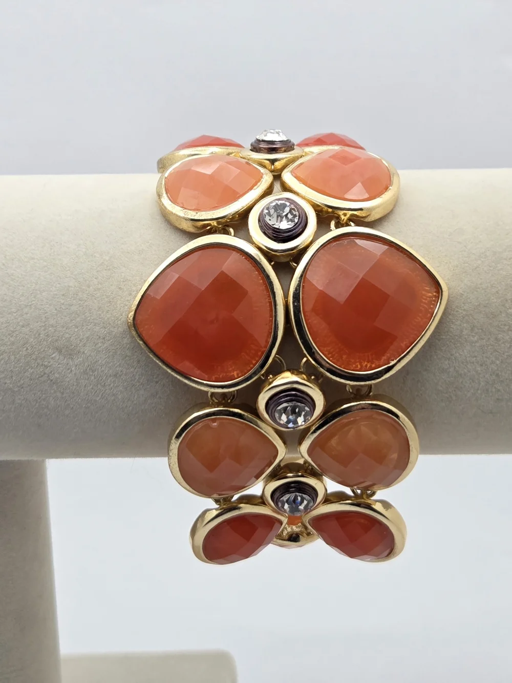 Dana Buchman Gold Tone Orange Teardrop Resin Statement Toggle Bracelet